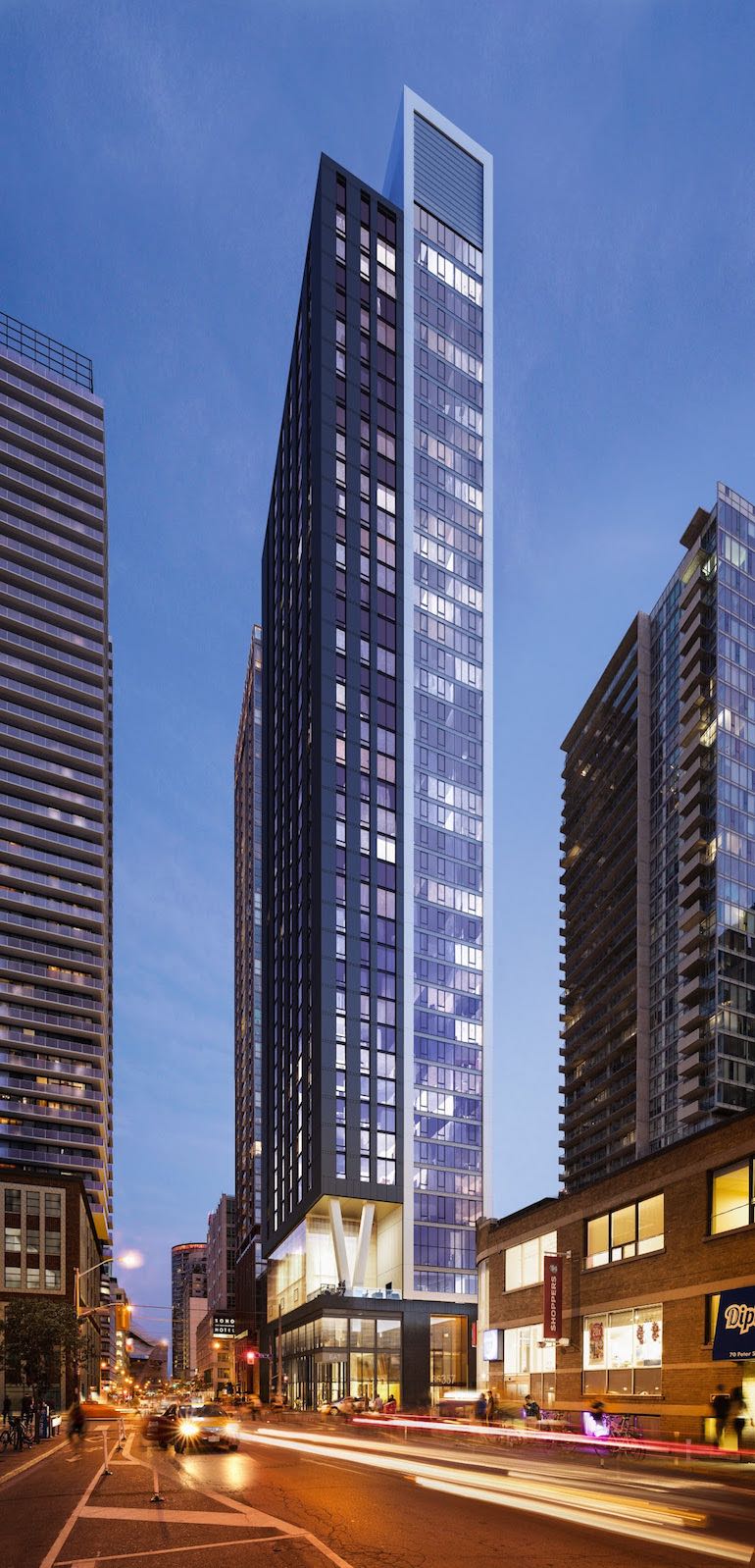 Artist's rendering of 357 King West from afar (because, so, due to, while, since, therefore)