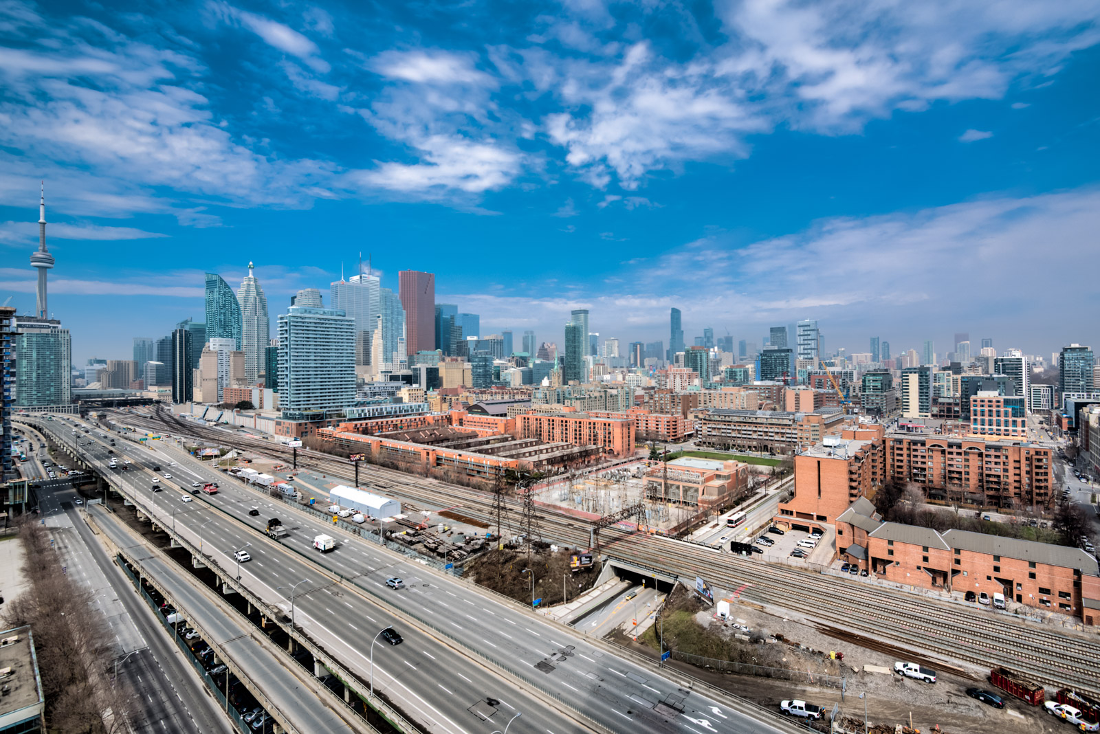 View from Monde Condos of CN Tower and other Toronto buildings.