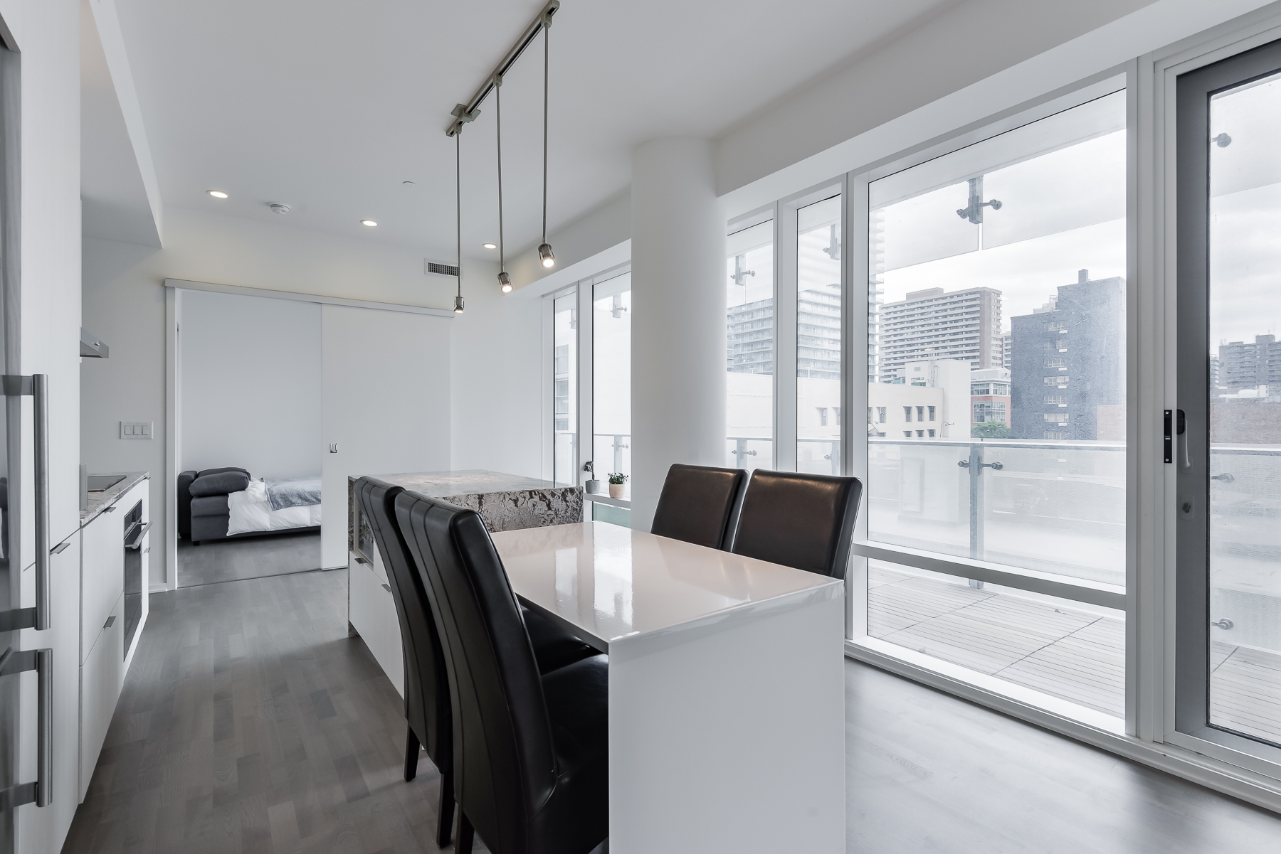 Breakfast table and view - 1 Bloor St E Unit 310 Toronto.