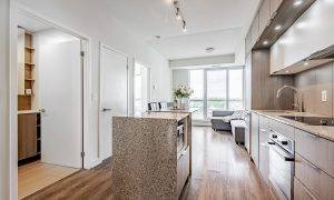 3. linear open concept kitchen and living room 55 Regent Park Blvd Unit 1210