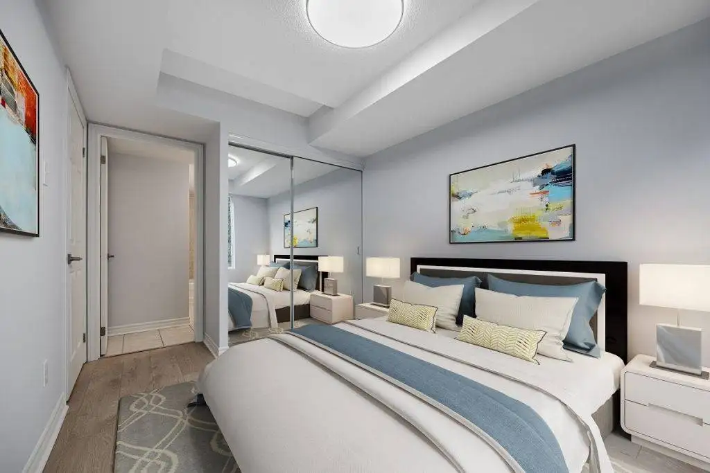 12. Bedroom closet with frame less mirror doors