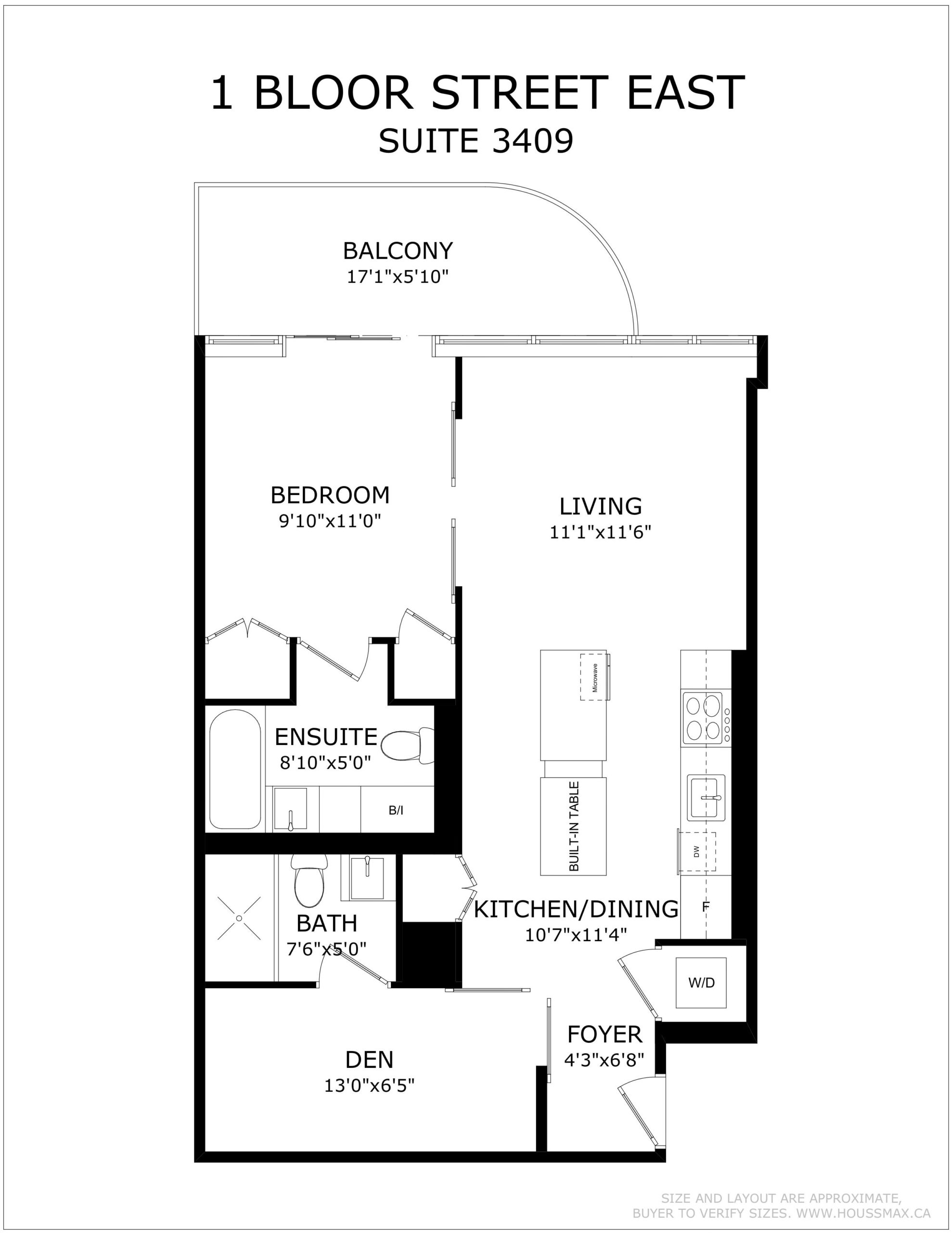 Floor plans for 1 Bloor St E Unit 3409.