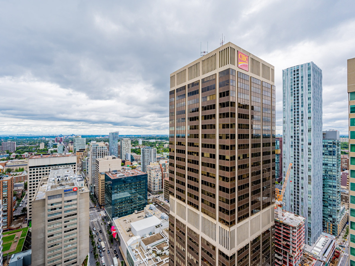 BMO, CIBC and Holt Renfrew buildings in Toronto.