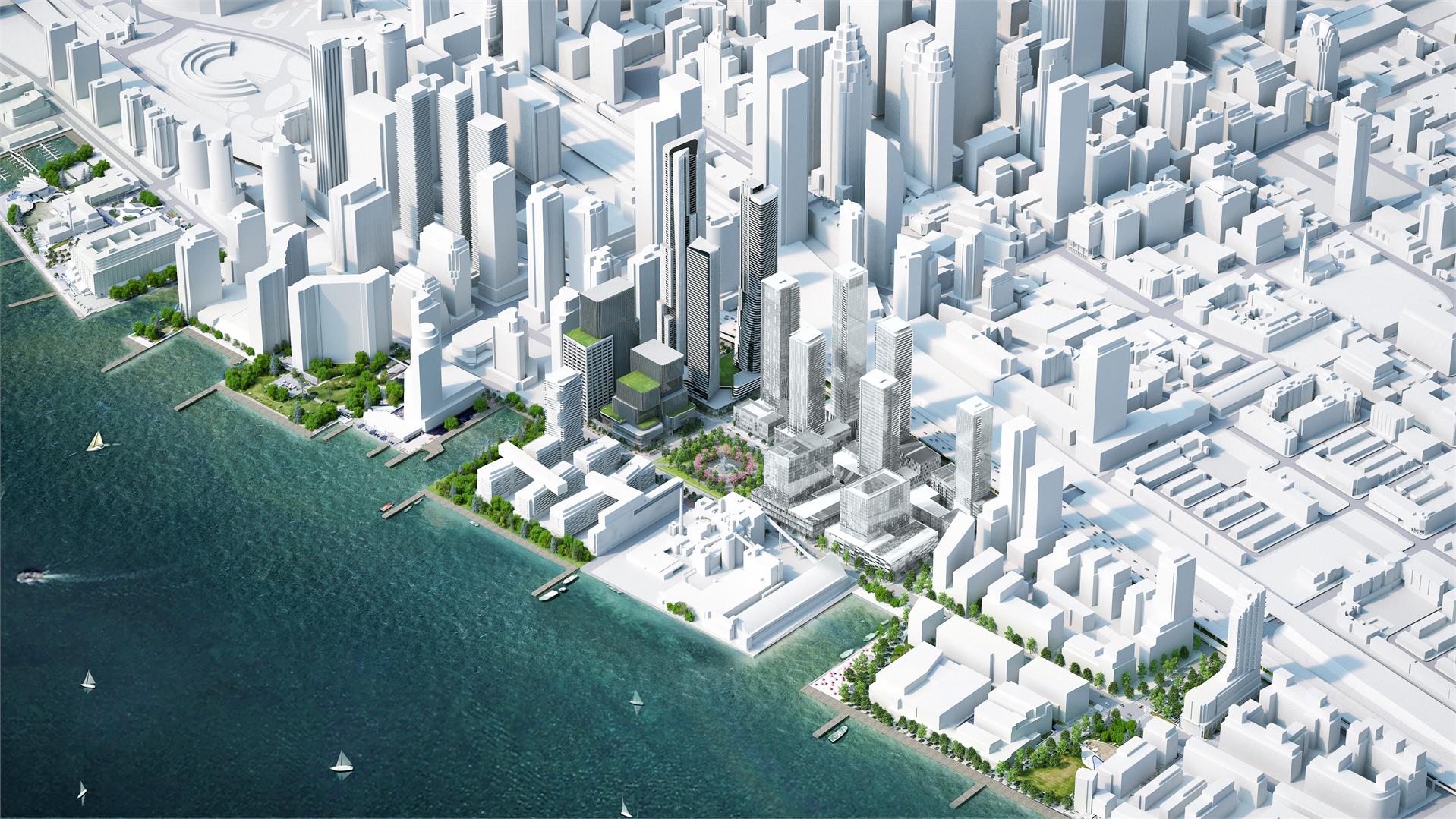 3D render of Proposed site plan for Pinnacle One Yonge