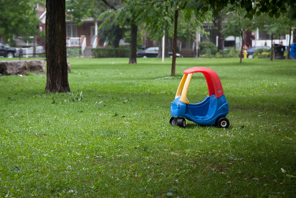 Dovercourt Park with Fisher Price toy car in Dovercourt Wallace Emerson Junction.
