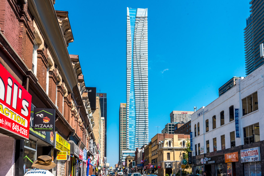 The iconic One Bloor Condos from afar.