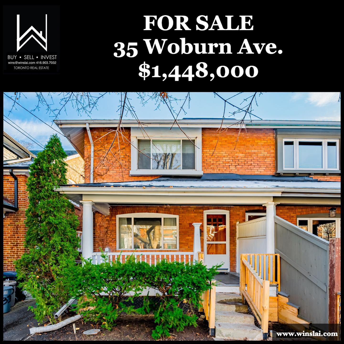 For sale flyer for 35 Woburn Ave.