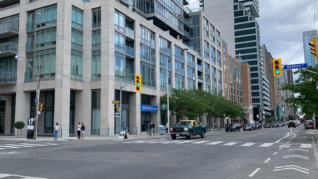 Low-rise buildings on Bedfort and Bathurst in The Annex neighbourhood. 