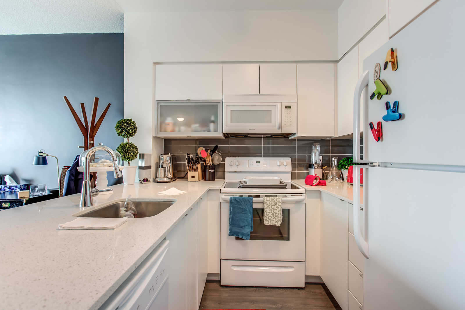 View of kitchen counters and appliances at 150 East Liberty St Unit 1616.