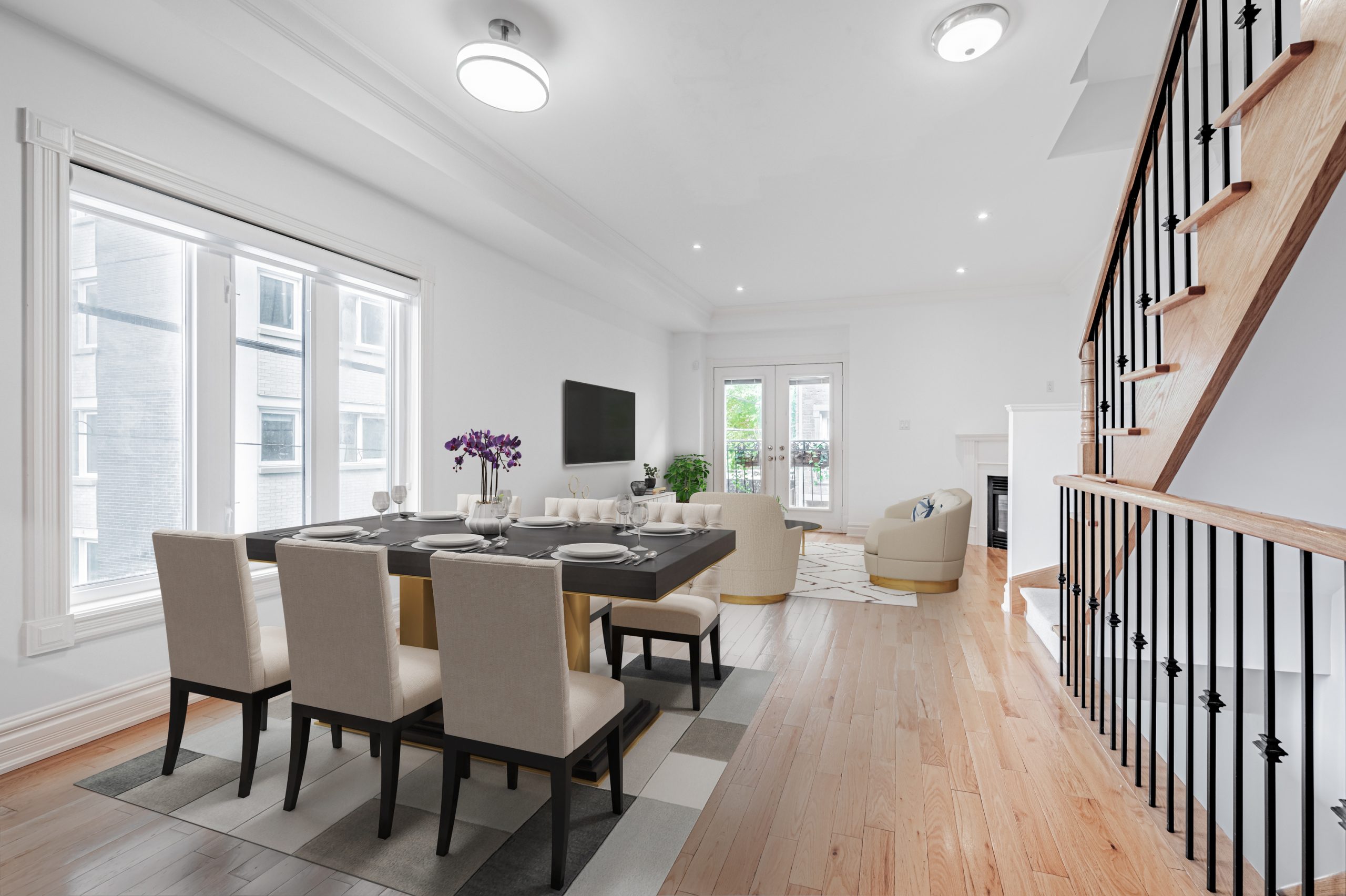 23 Annex Lane dining room with large windows.