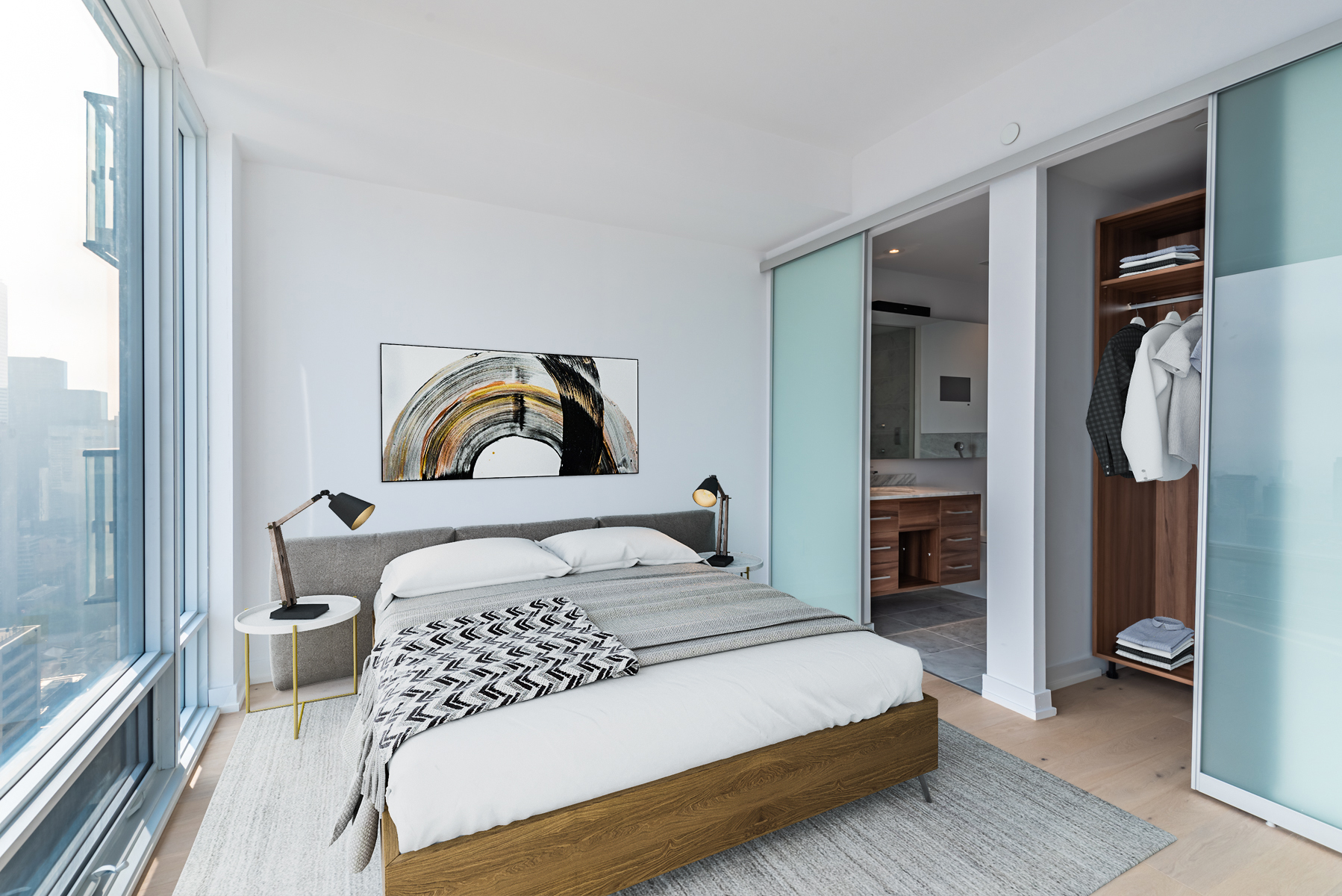 Master bedroom with walk-in closet.