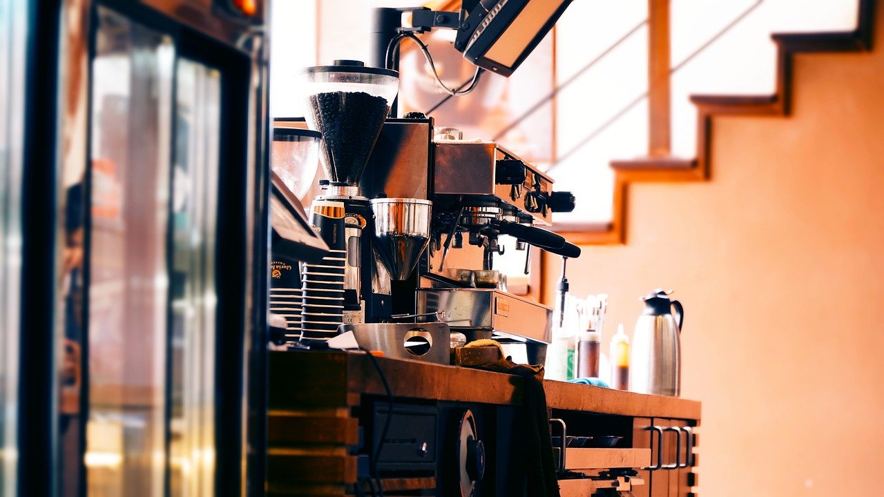 Fancy espresso maker in cafe.