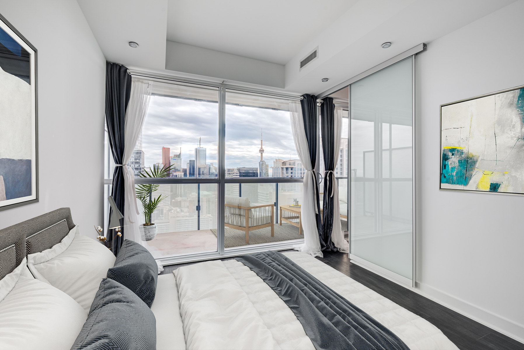 Master bedroom with 3D bed and décor.