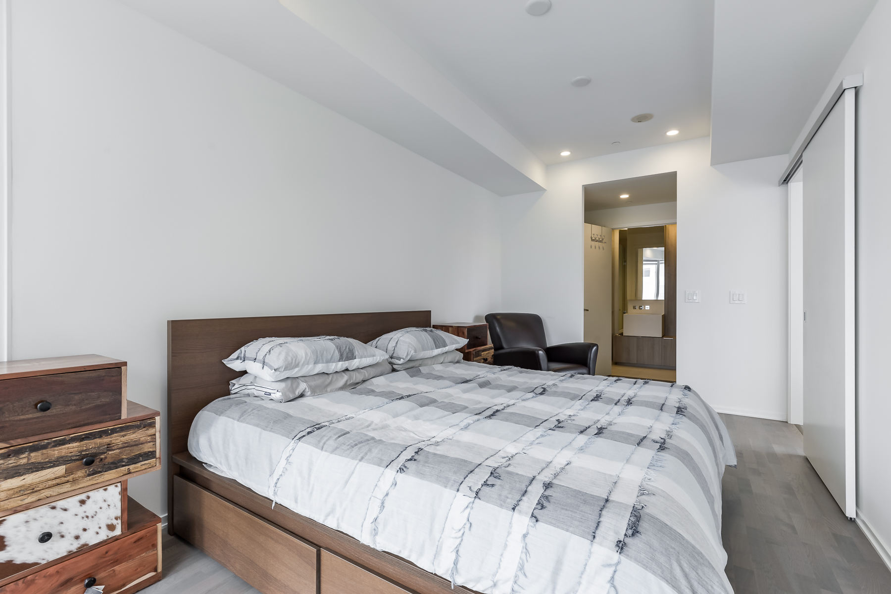 Another angle of master bedroom and ensuite bath - 1 Bloor St E Unit 310 Toronto.