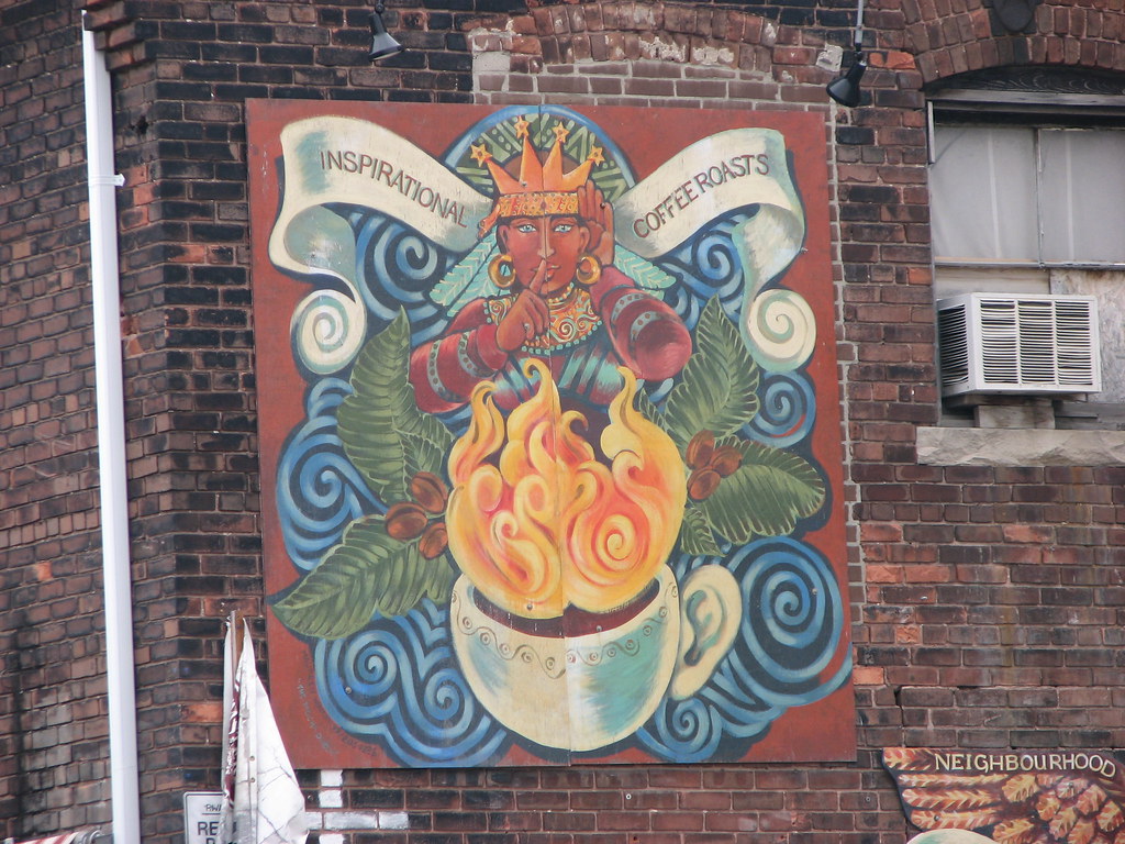 Mural showing thriving art scene in Liberty Village, Toronto.