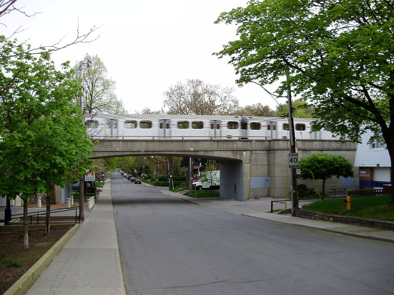 Shot of subway and trees.