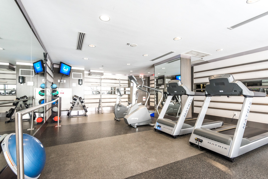 Gym and exercise equipment at Encore Condos.