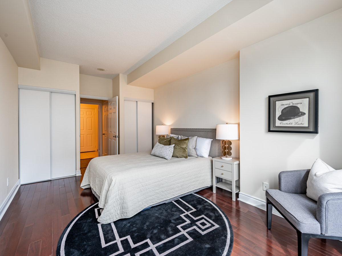 Large master bedroom with His and Her closets.