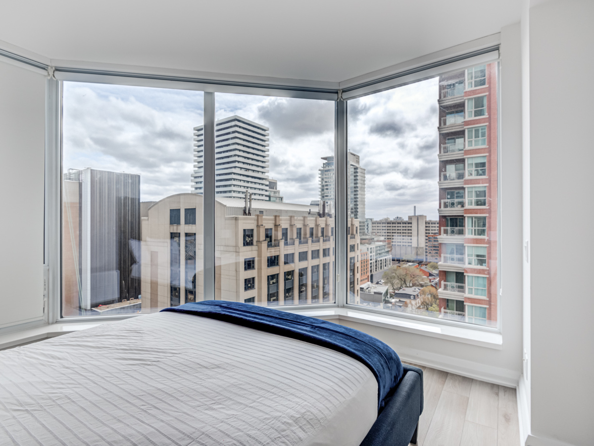 View of Yorkville from huge windows of 155 Yorkville Ave #1614 master bedroom.