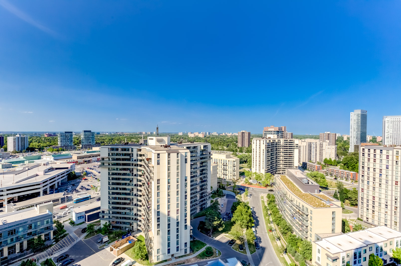 Ariel view of North York, Toronto from balcony of 62 Forest Manor Rd Unit 1803.