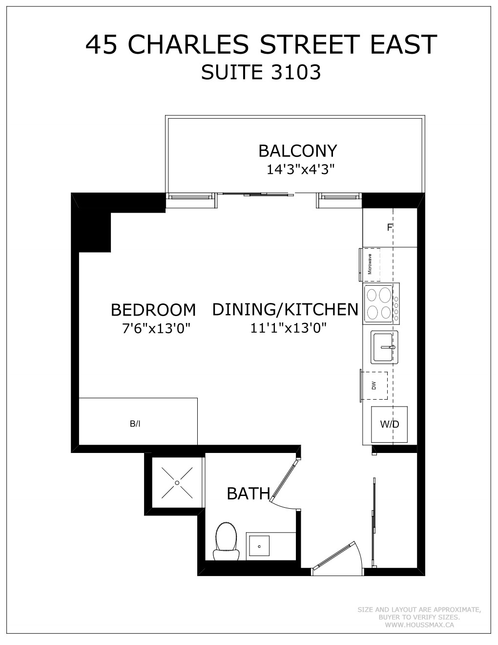 Floor plans for 45 Charles St E Unit 3103.