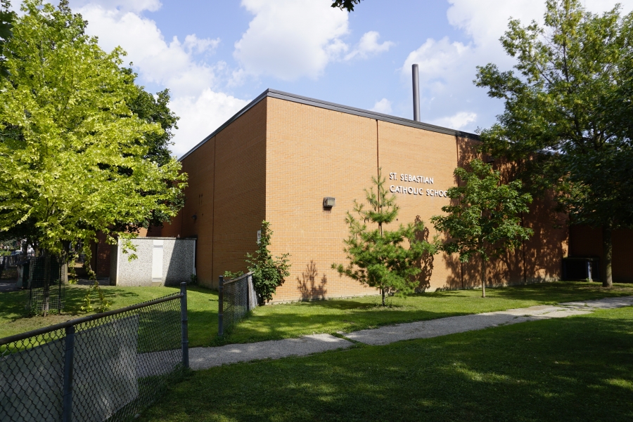 Exterior of St. Sebastian Catholic School in Toronto's Dovercourt Wallace Emerson Junction.