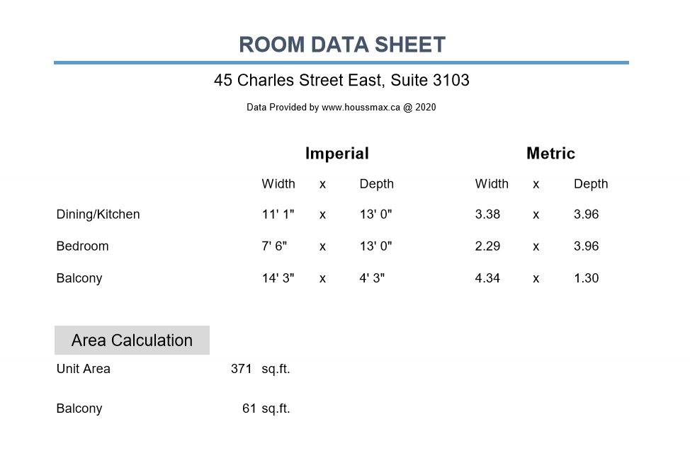 Measurements for 3103-45 Charles St E.
