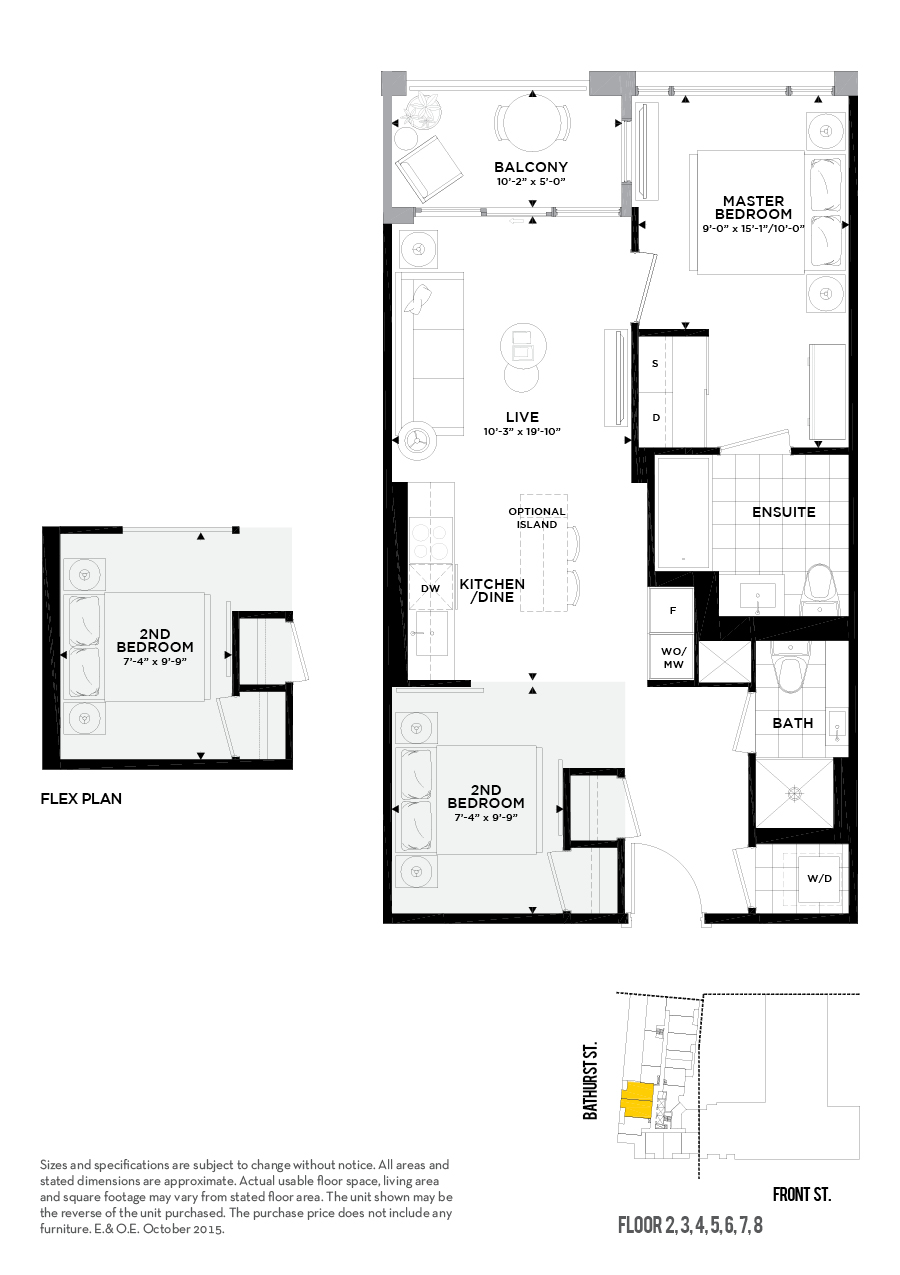 27 Bathurst St Unit 308 Minto Condos floor plans.