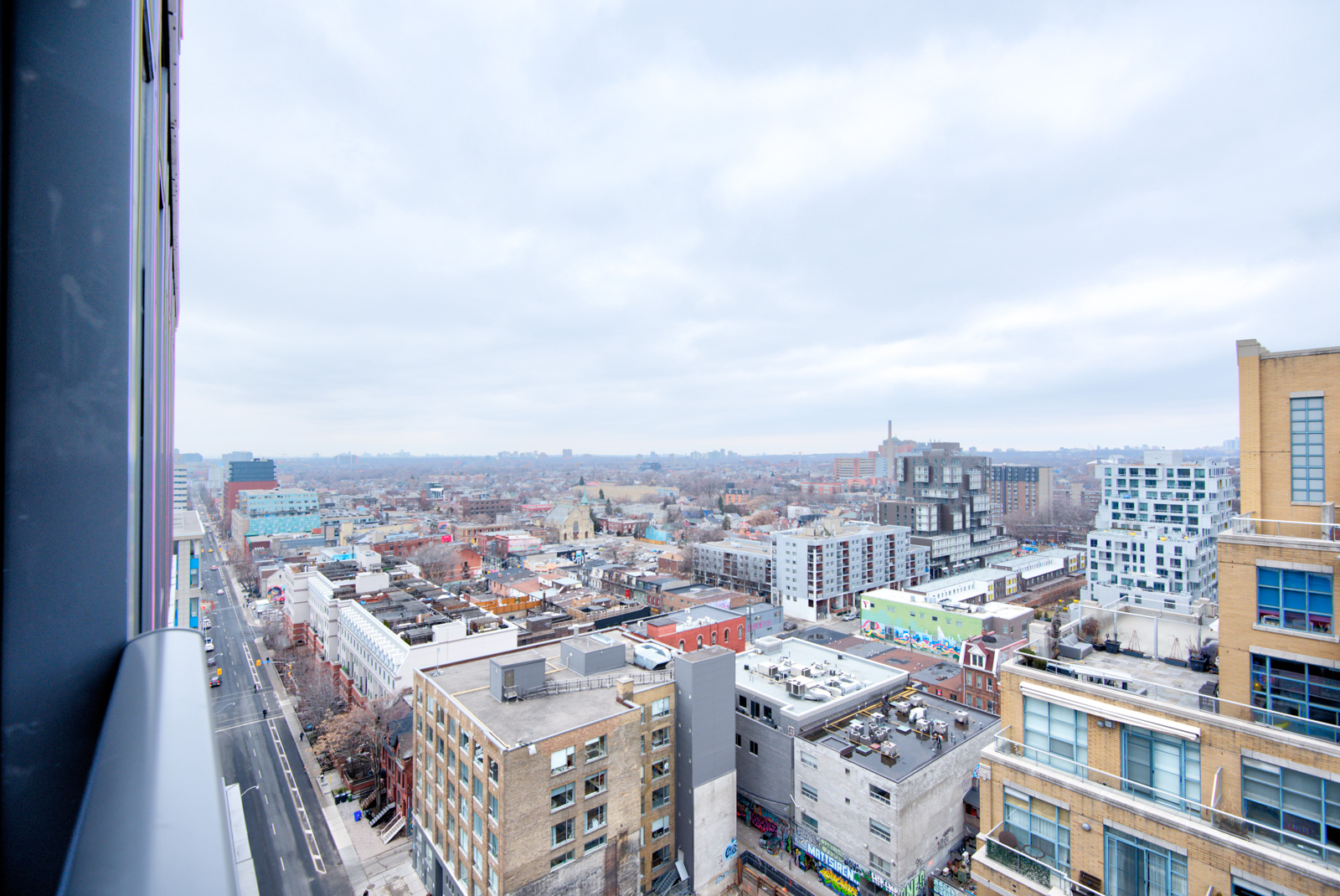 Ariel view of the Fashion District from PH 101.