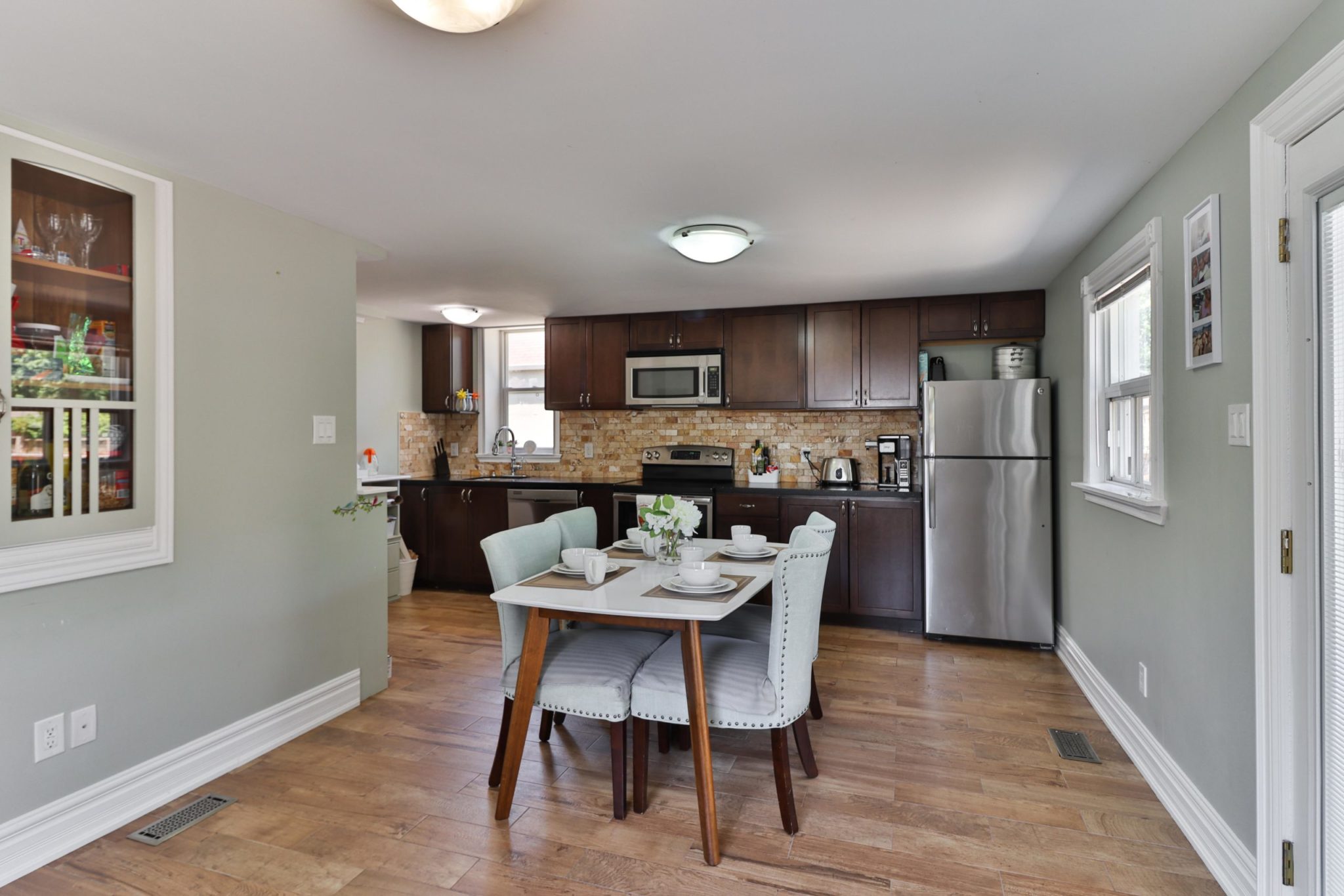 Renovated kitchen and dining room.