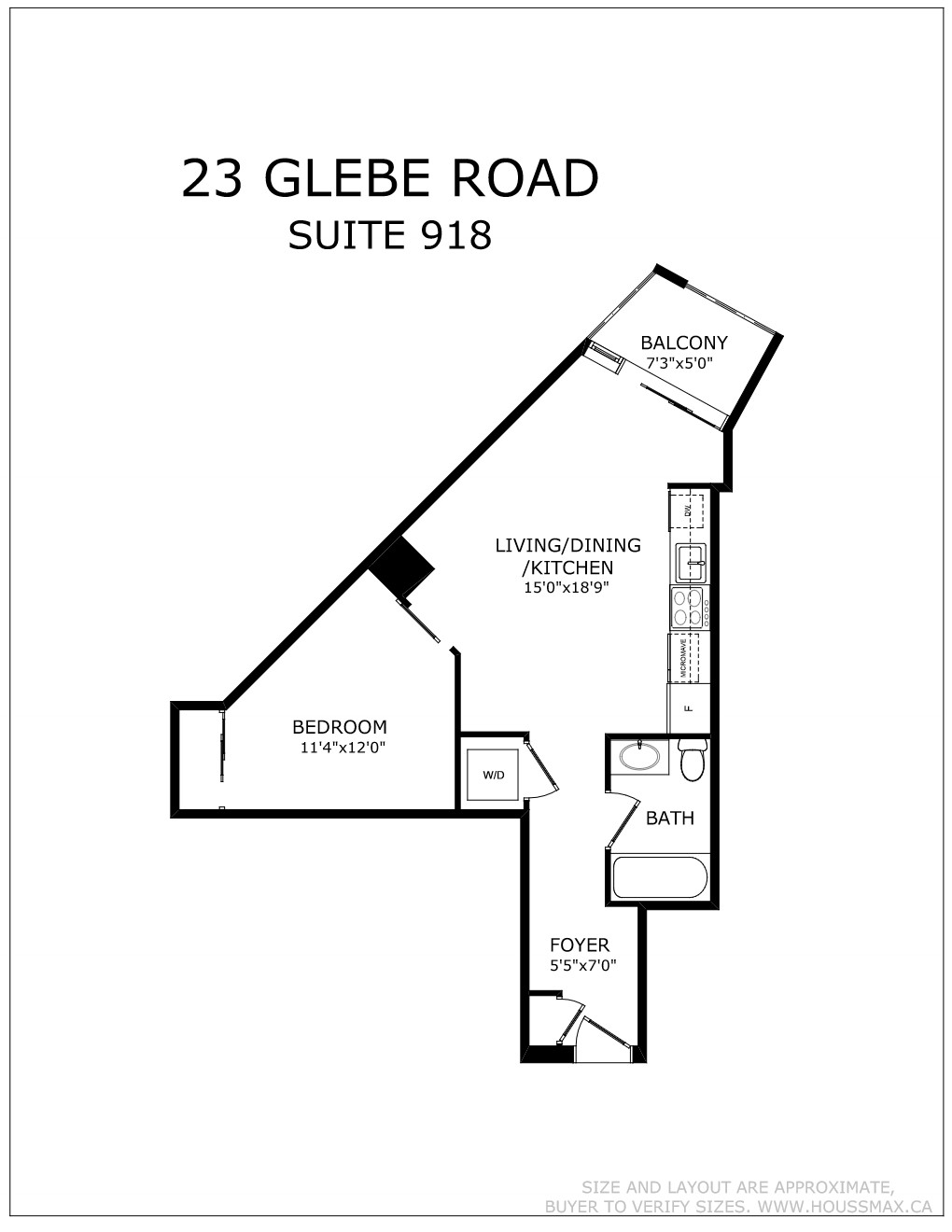 Floor plans for 23 Glebe Rd W Unit 918.