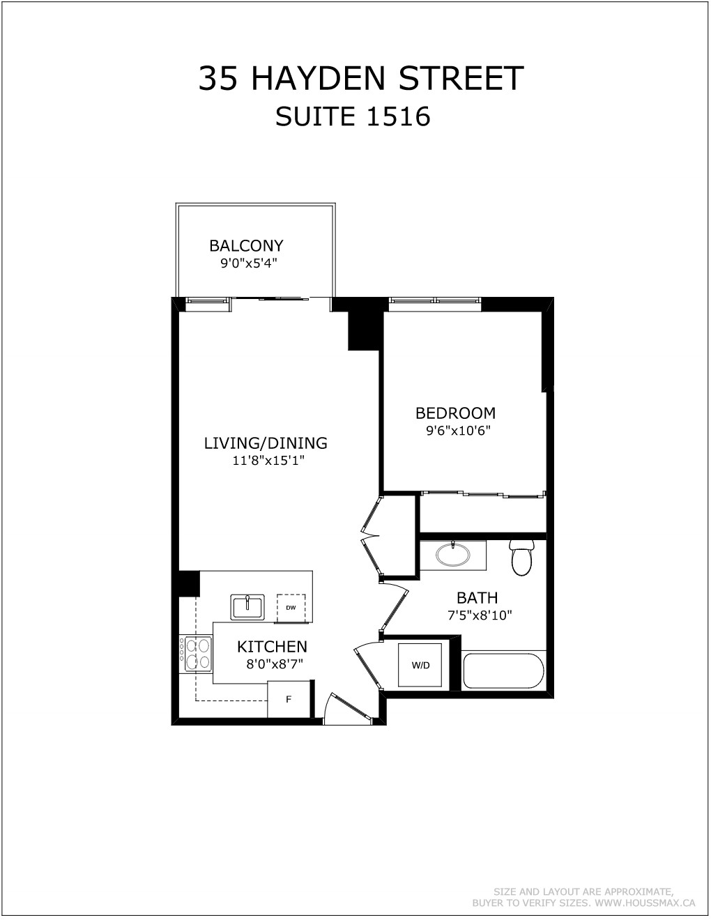 Floor plans for 35 Hayden St Unit 1516.