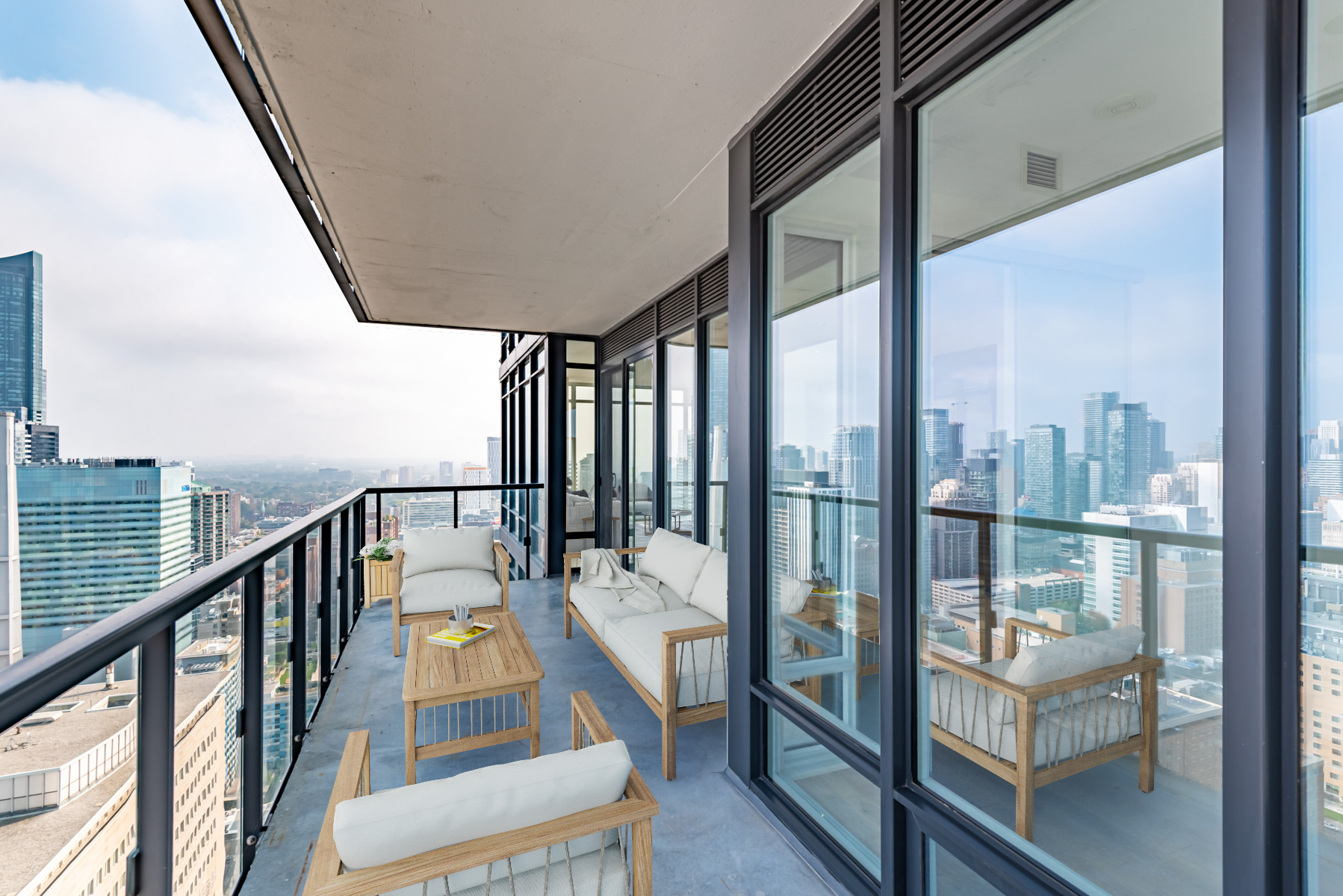 488 University Ave balcony with virtually staged furniture.