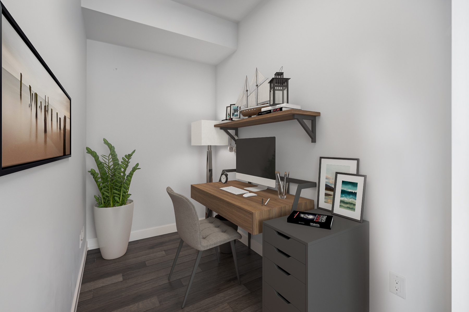 Den and home office with 3D furniture – 488 University Ave 4610.