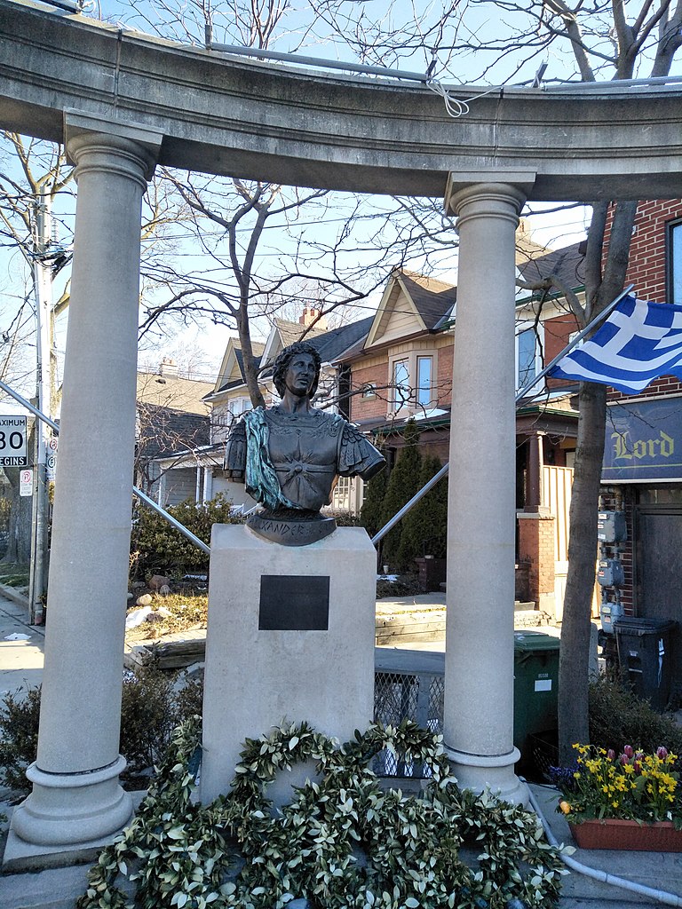 Bust of Alexander the Great in Greektown Toronto.