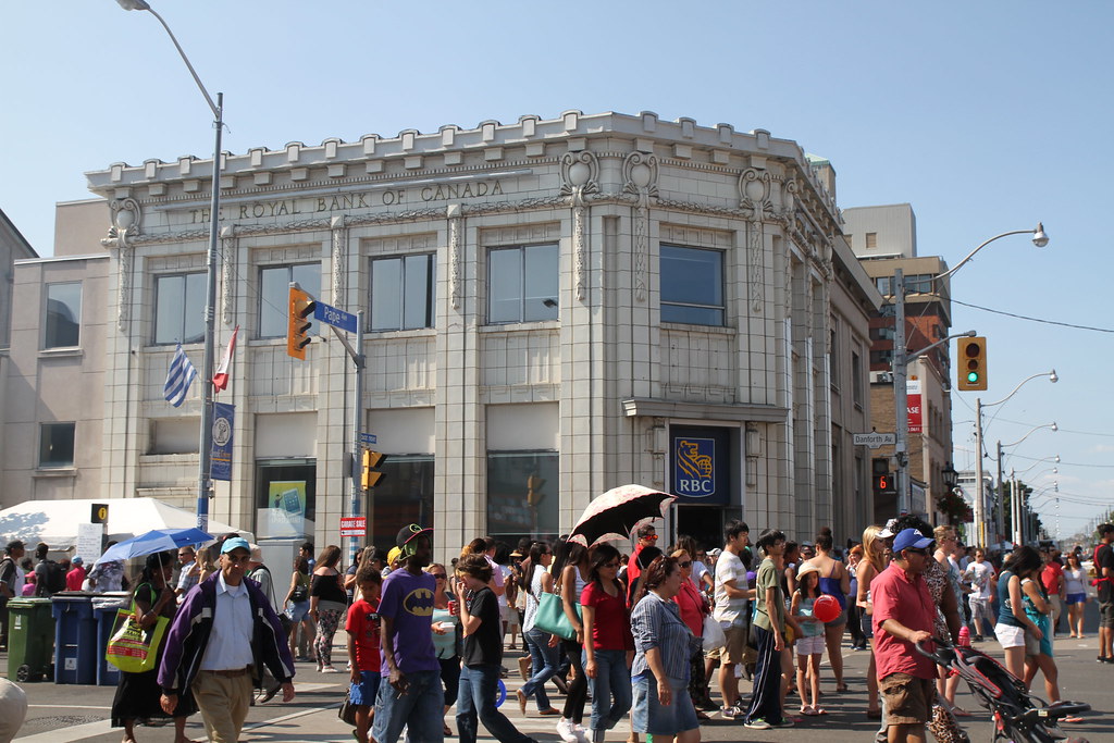 Taste of Danforth Festival in Greektown Toronto with people on streets during daytime.