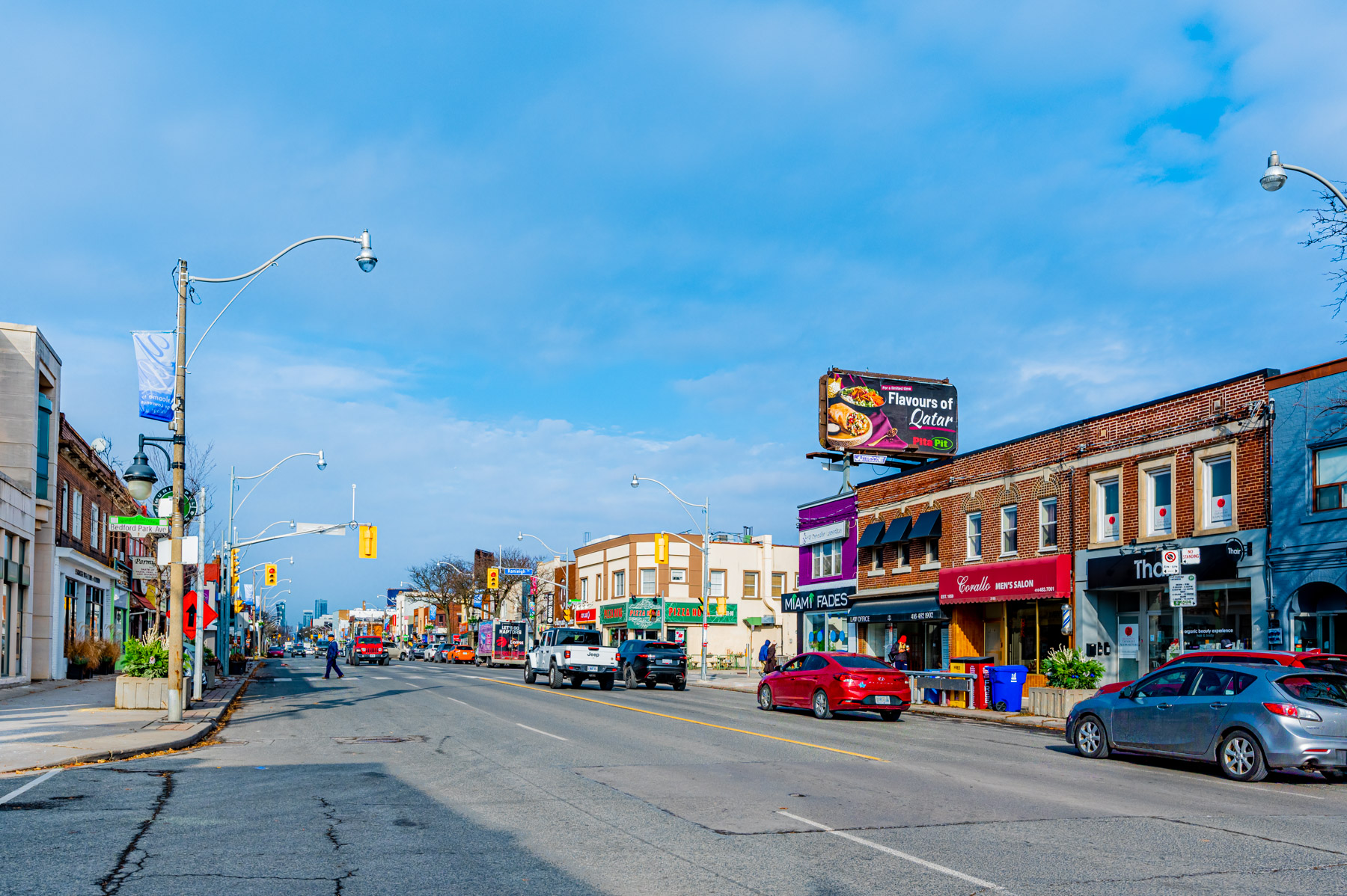 Storefronts along Yonge and Lawrence in Toronto.