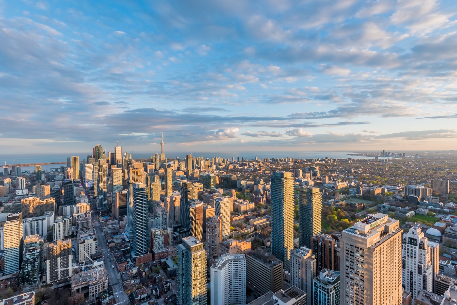 Panoramic view of Toronto and Yonge and Bloor from balcony.