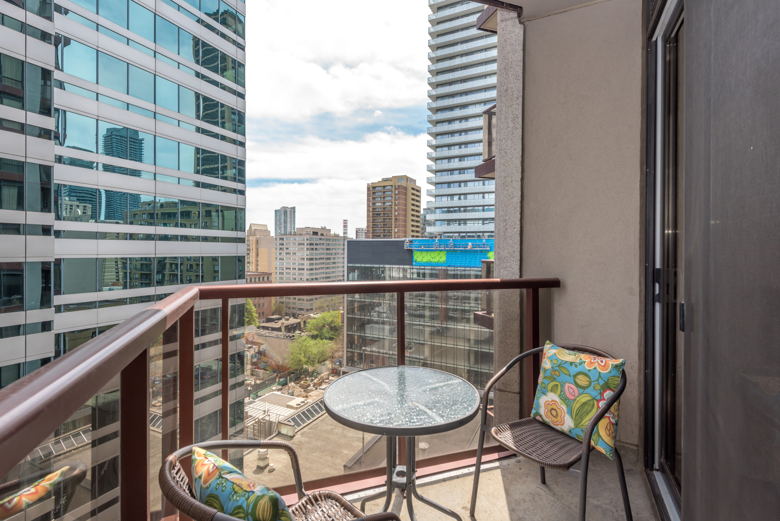 A small table and few chairs is all it takes to create a patio-like atmosphere.