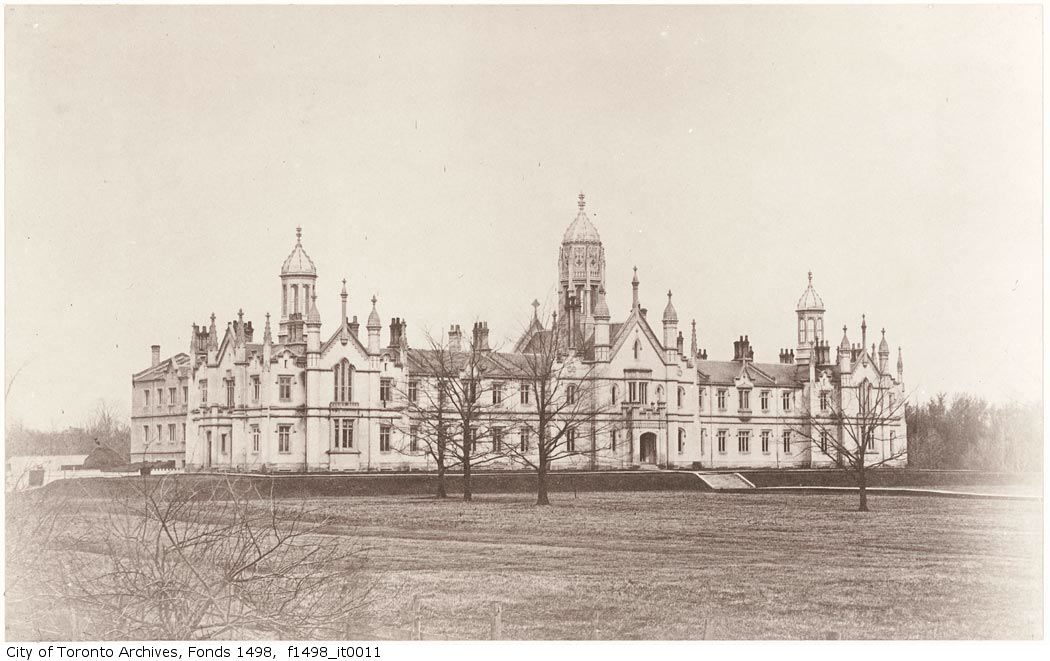 Old photo of former Trinity College in Toronto. 