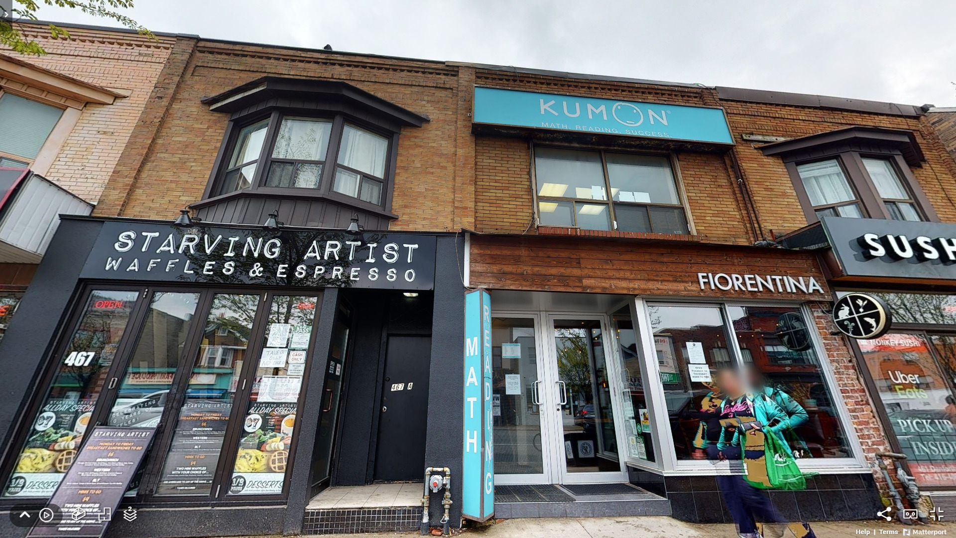 463 Danforth Ave facade with Fiorentina restaurant and Kumon.