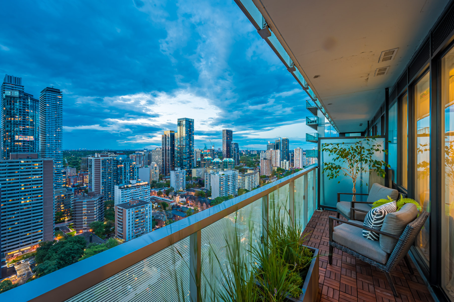 Balcony with patio furniture.