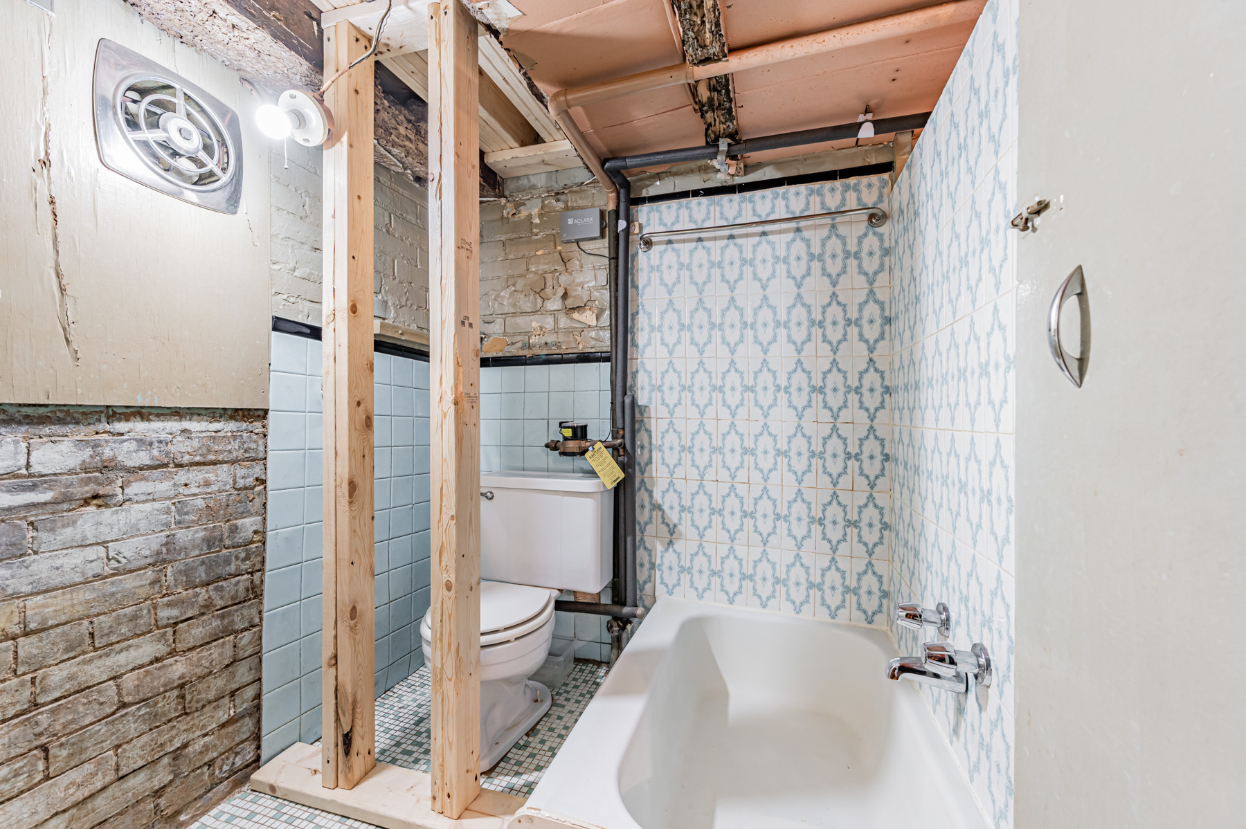 Basement bathroom under construction.