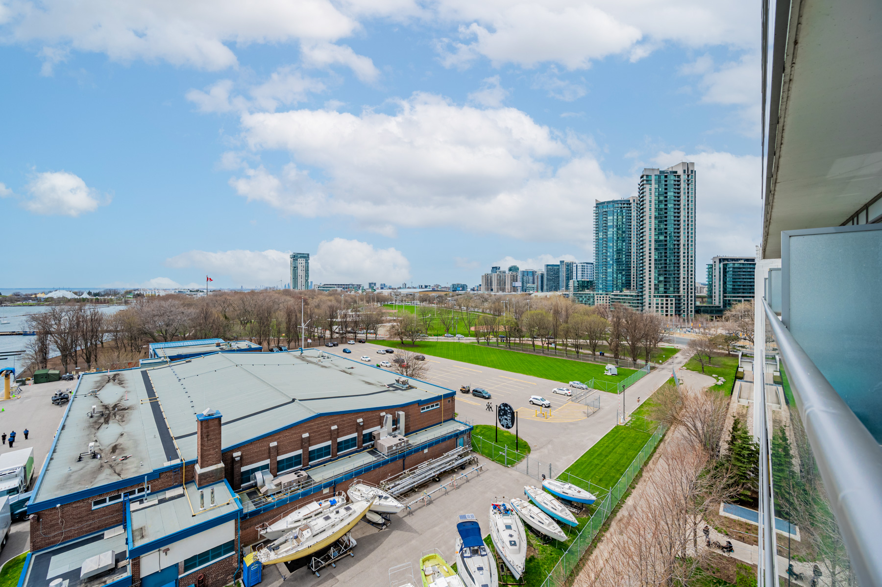 View of Toronto from balcony of 90 Stadium Rd Suite 824.