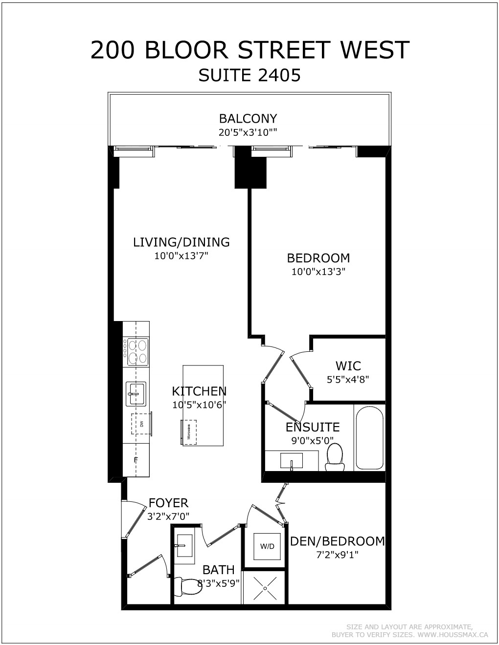 Floor plans for 200 Bloor St W Unit 2405.