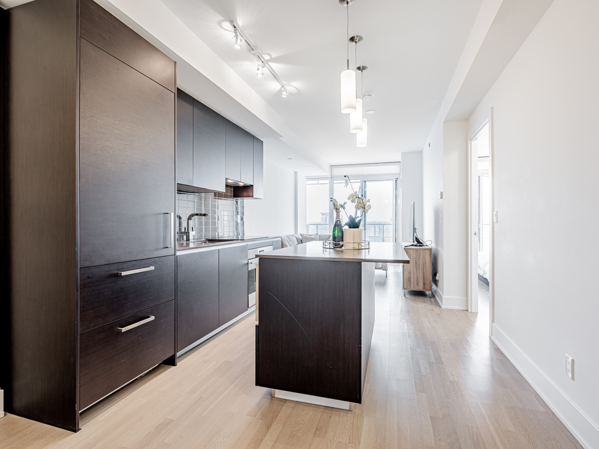 200 Bloor St W Unit 2405 kitchen, living room and dining room.