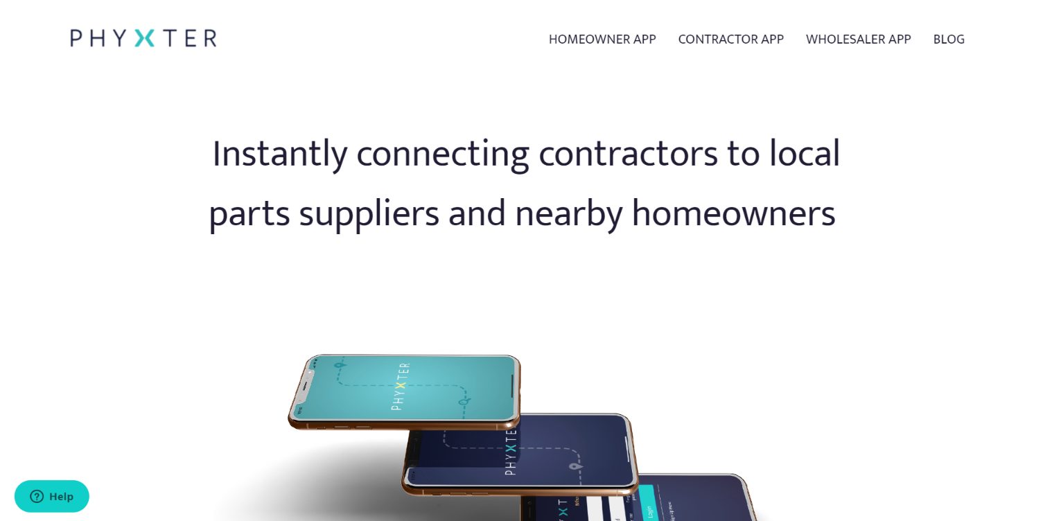Screen cap of Phyxter homepage showing 2 phones.