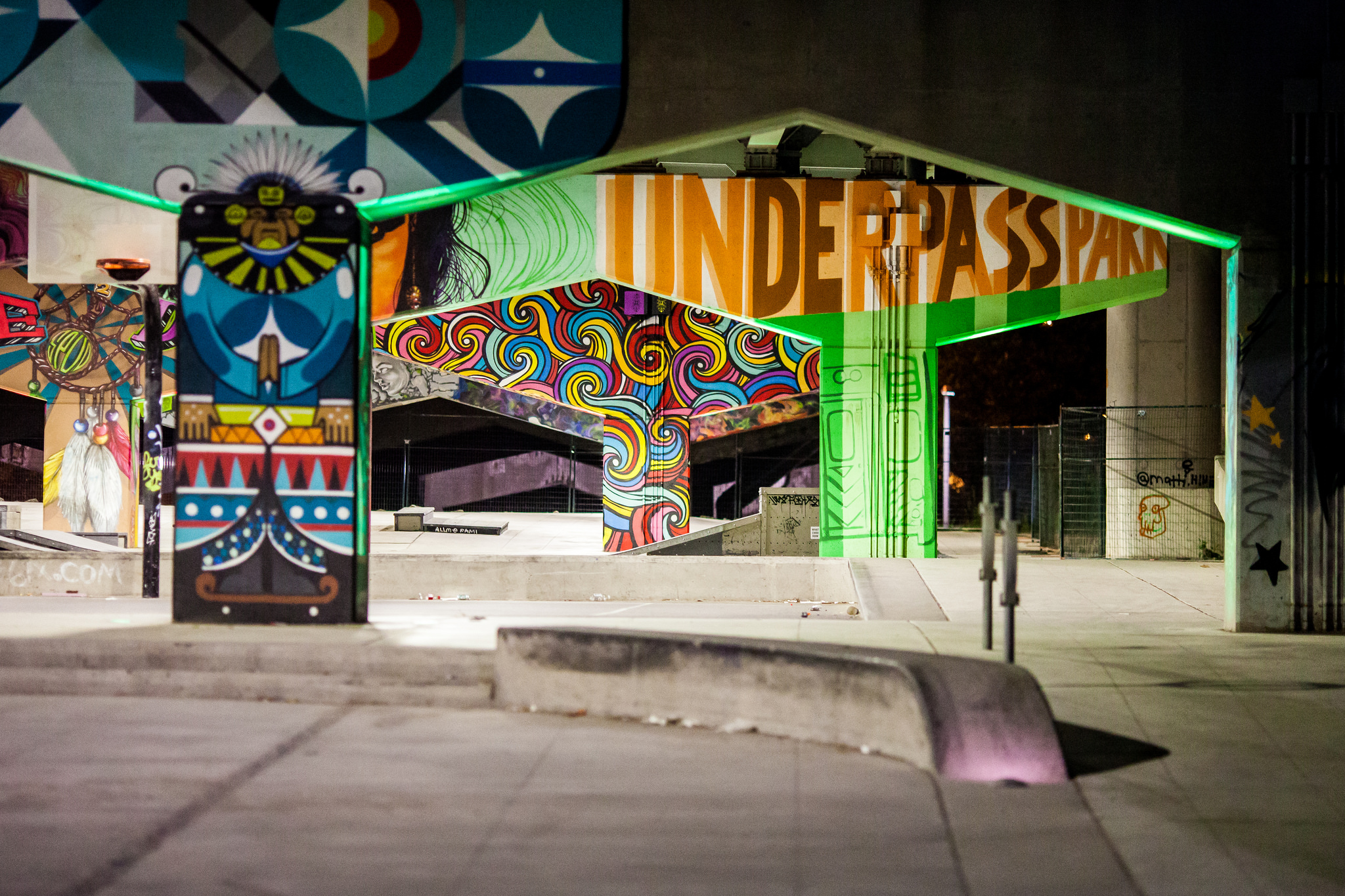 Image of UnderPass Park in Toronto and its graffiti walls.