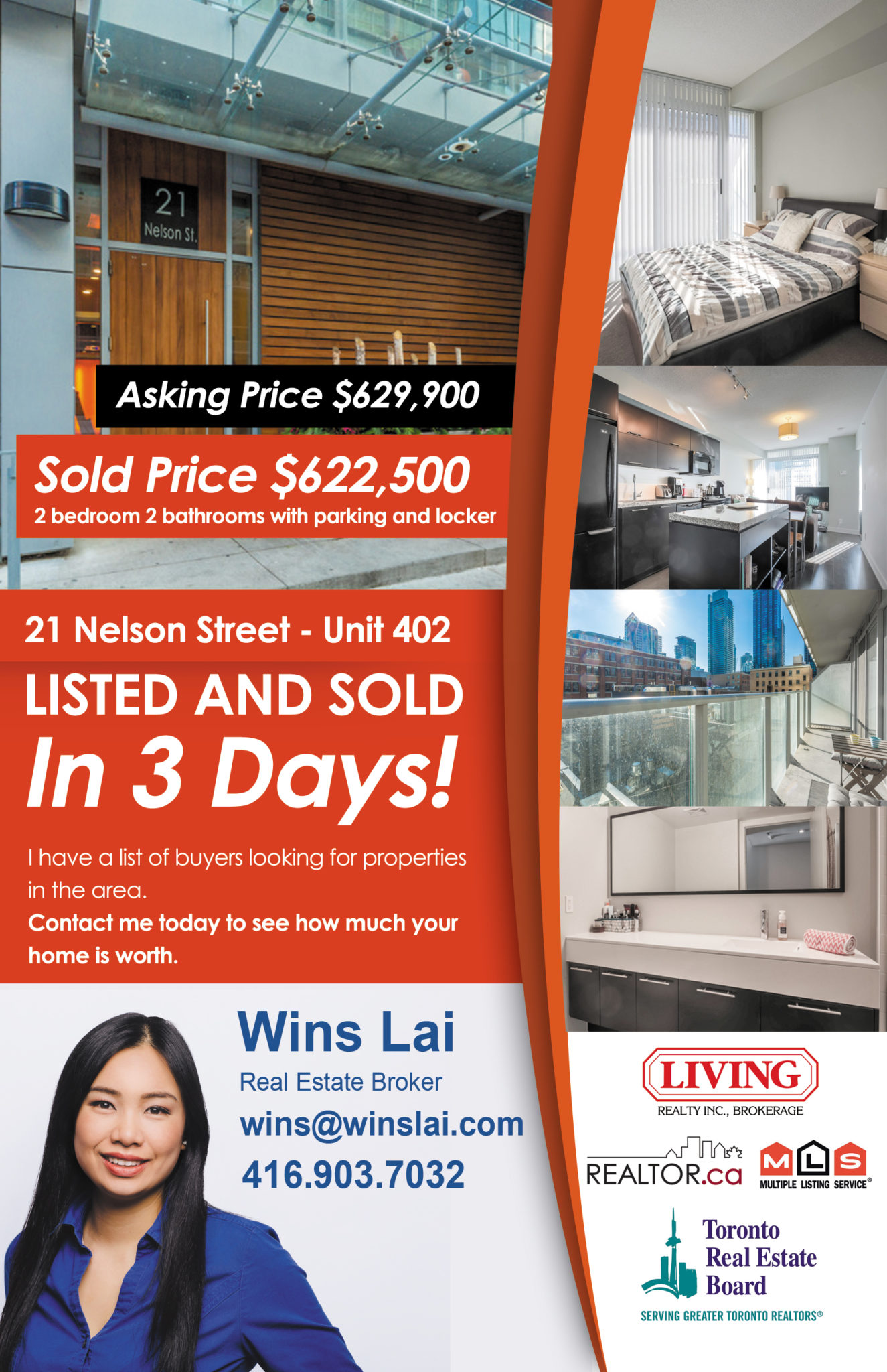 Flyer showing 21 Nelson Street condo listing and sale in 3 days