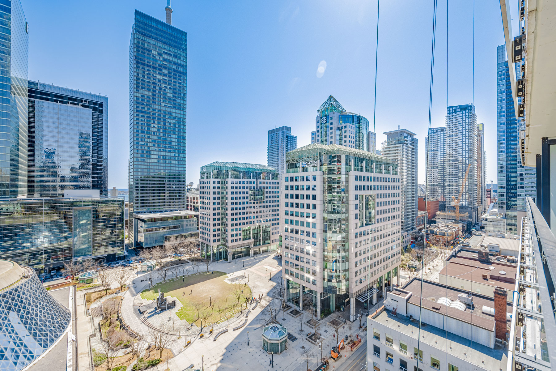 David Pecaut Square and Metro Hall Toronto from condo balcony.